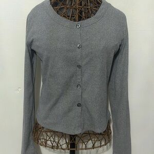 Self Esteem Light Grey Ribbed Cardigan